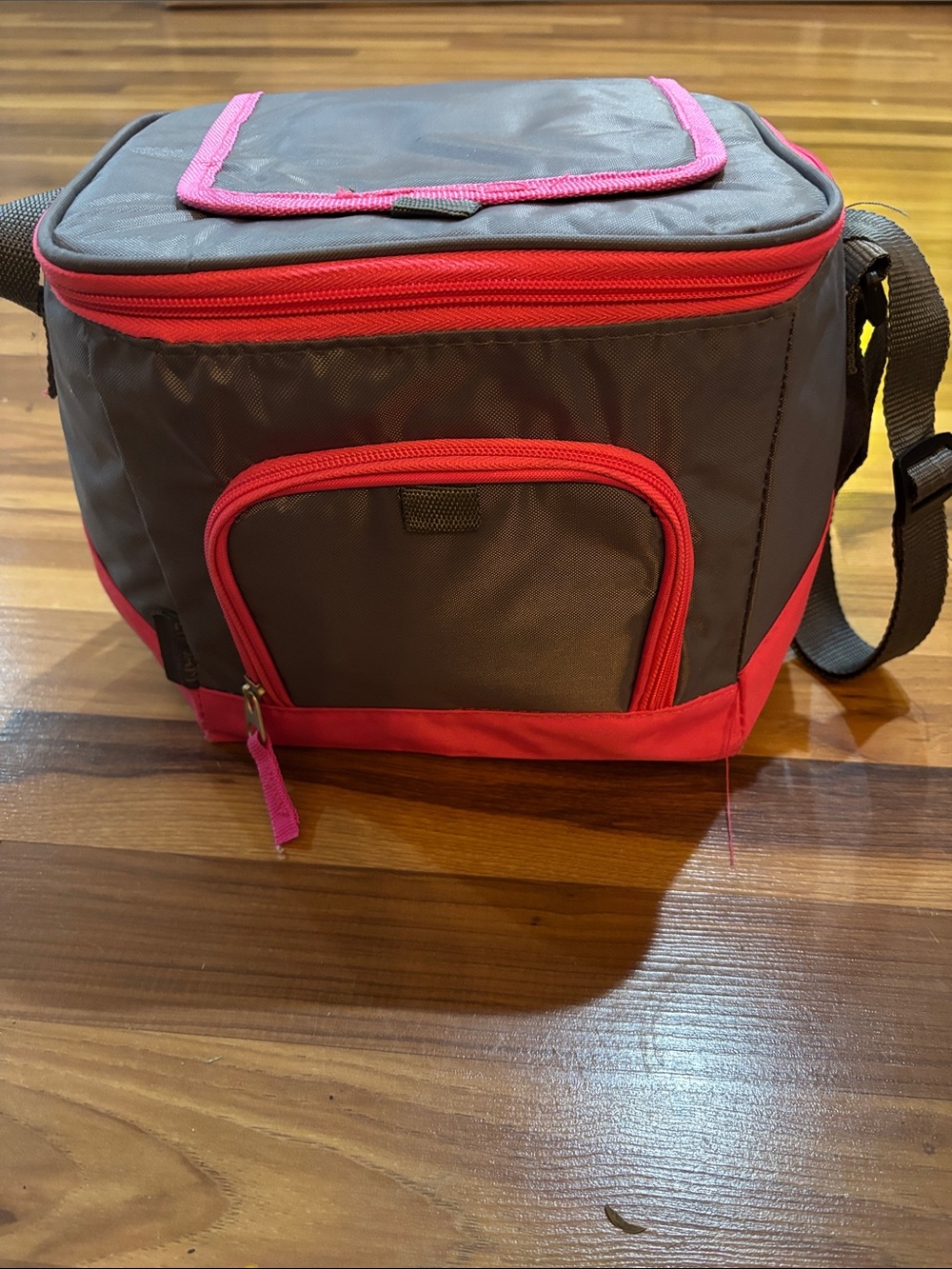 Source Unknown Gray Travel Cooler Bag with Pink Trim